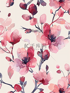 茶文化背景插画图片_水彩花卉图案水彩花卉背景