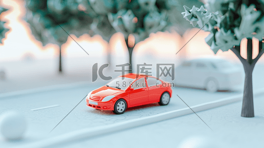 3D小轿车模型插画
