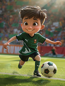 体育展板插画图片_孩子在体育场里踢足球插画