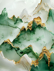 中国风山川河流瓷器插画