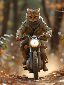 摩托车传单插画图片_骑摩托车的猫冒险图片