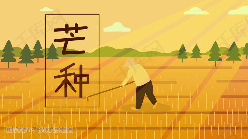 芒种节日节气手绘插画