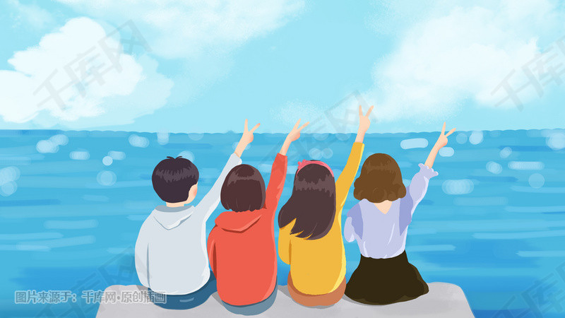 青春毕业季手绘插画