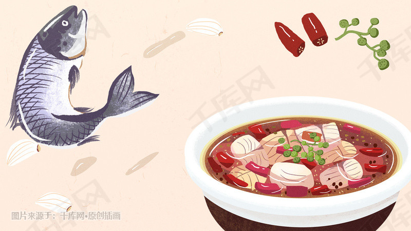 中华美食川菜水煮鱼banner背景