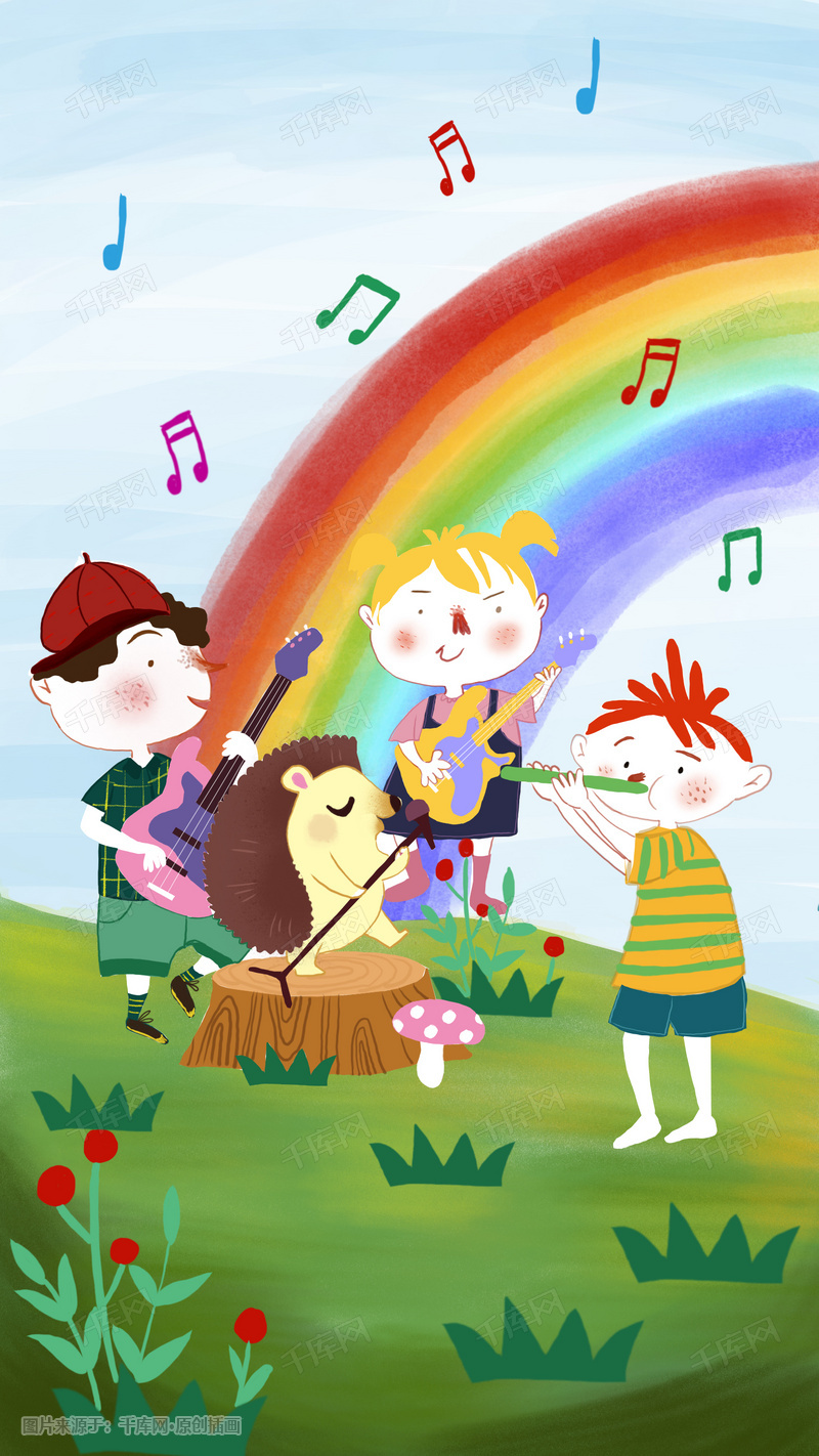 六一国际儿童节音乐盛典卡通海报背景