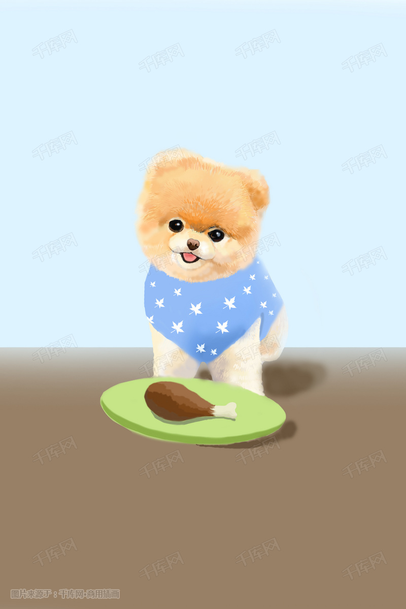 小狗可爱萌宠博美小狗狗插画图片_千库网(插画id