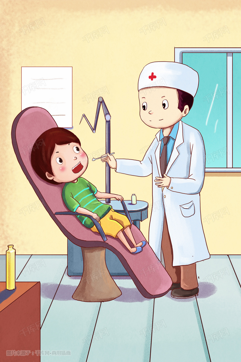 牙医给小孩看牙卡通