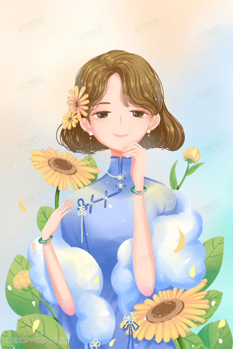 女王节女生节唯美卡通治愈小清新节日插画