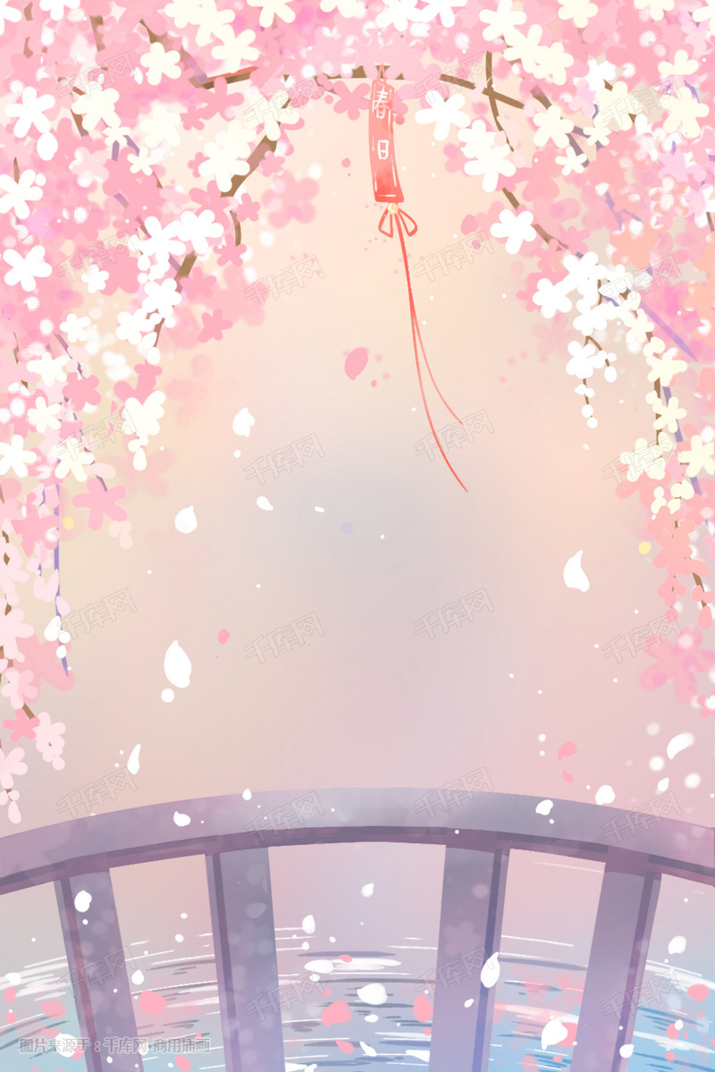 唯美  樱花节  水  水面  扶手  樱花树  花枝  花雨   [声明]该素材