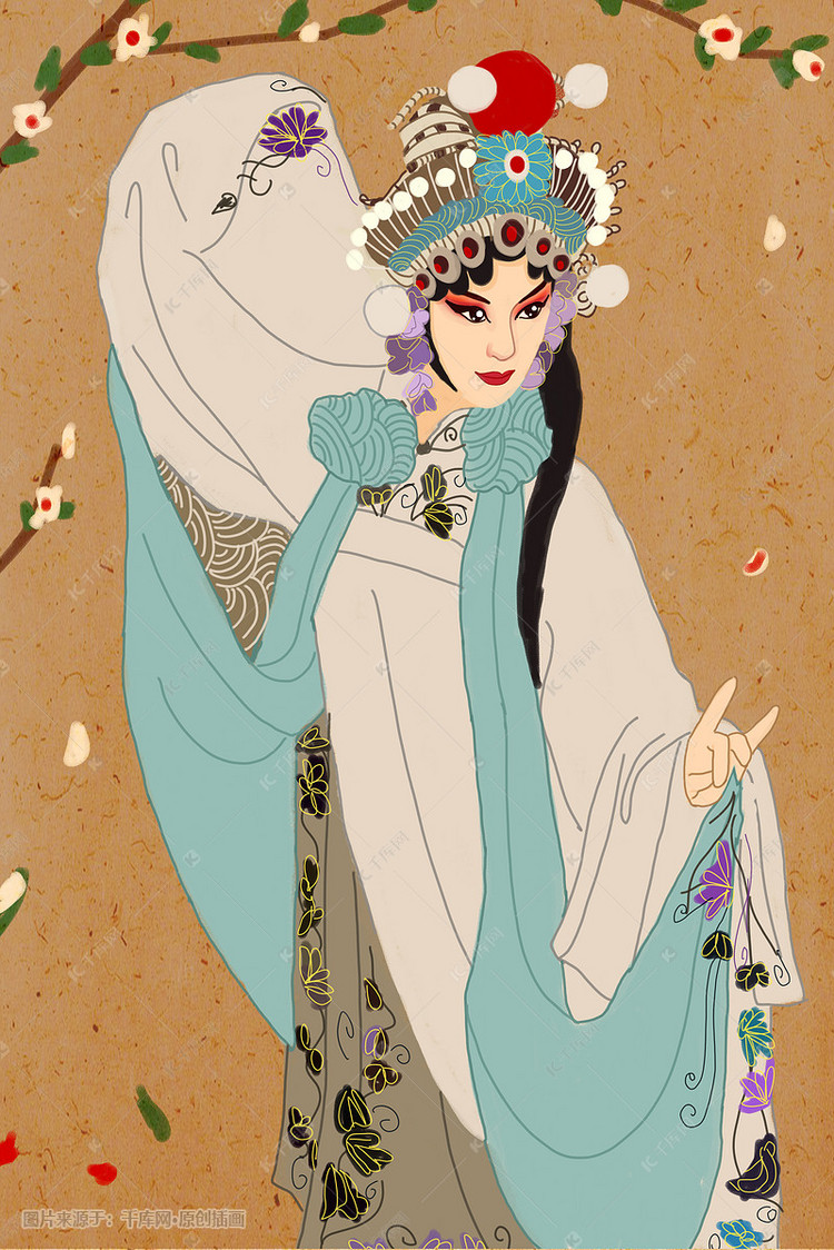 中国风复古传统文化戏曲人物舞戏插画图片-千库网