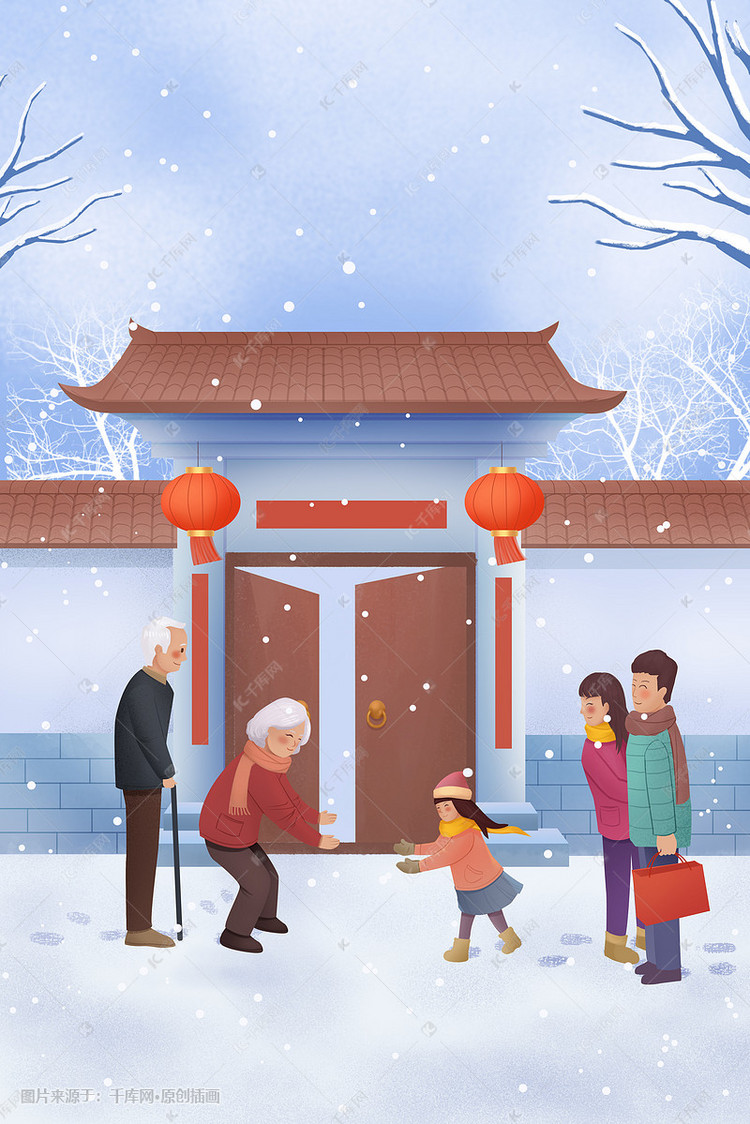 过年回家情感场景亲人团聚