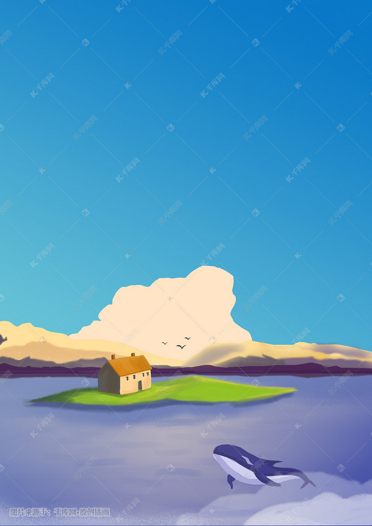 日系清新唯美风景旅行插画