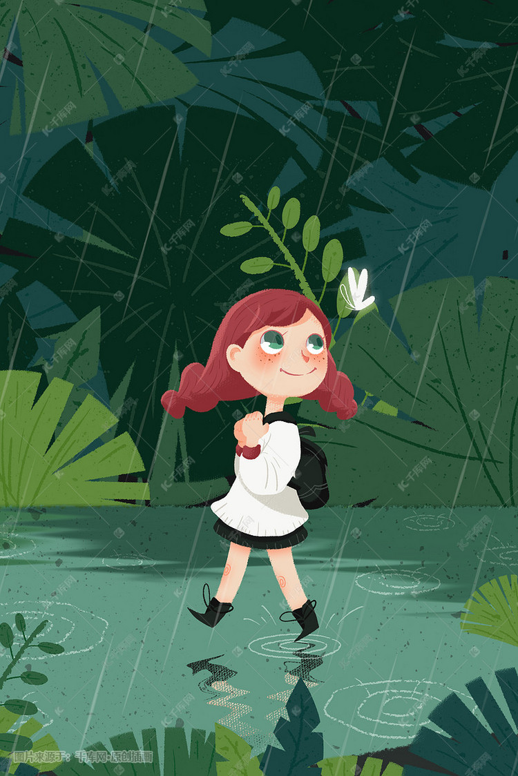 二十四节气雨水手绘插画