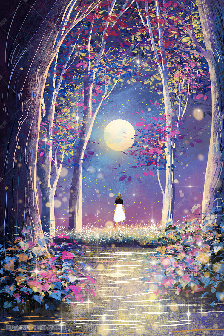 晚安夜晚治愈系梦幻场景