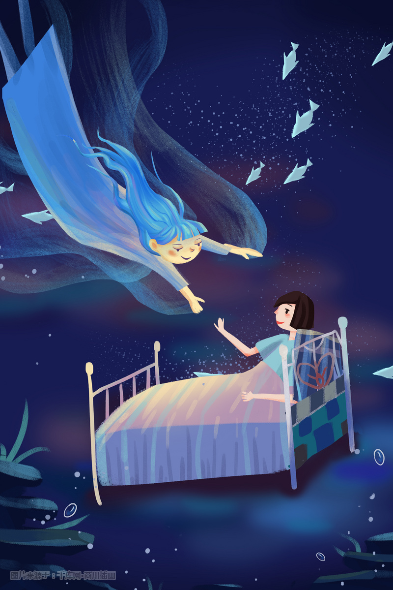 少女睡觉夜景卡通晚安女生小a少女你好插画熟图片不图片