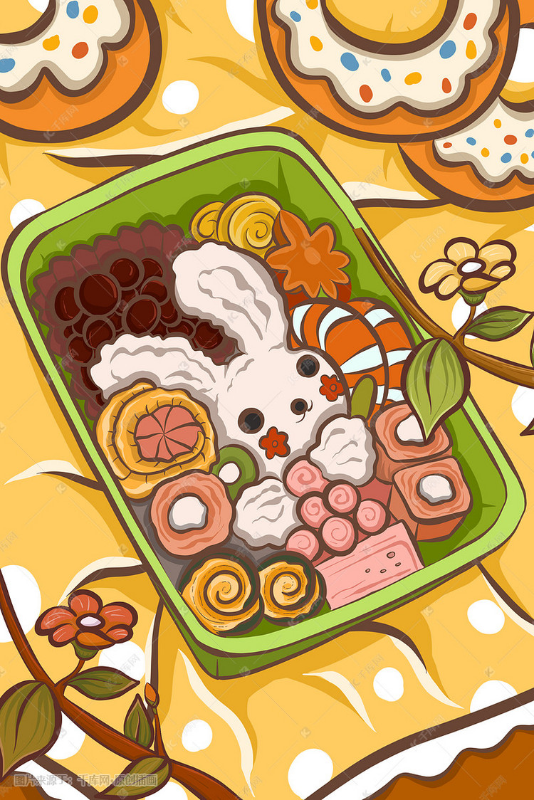 美食食物便当卡通插画