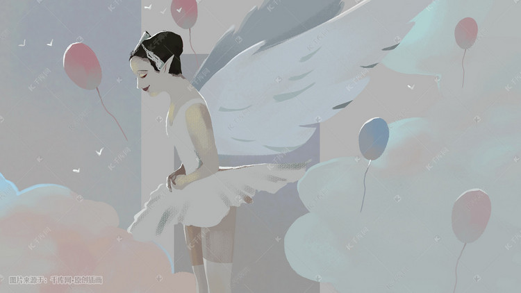 梦想日芭蕾舞蹈白衣少女清新励志手绘插画