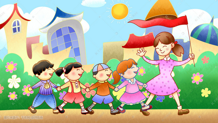 幼儿园儿童教育大合唱手绘插画