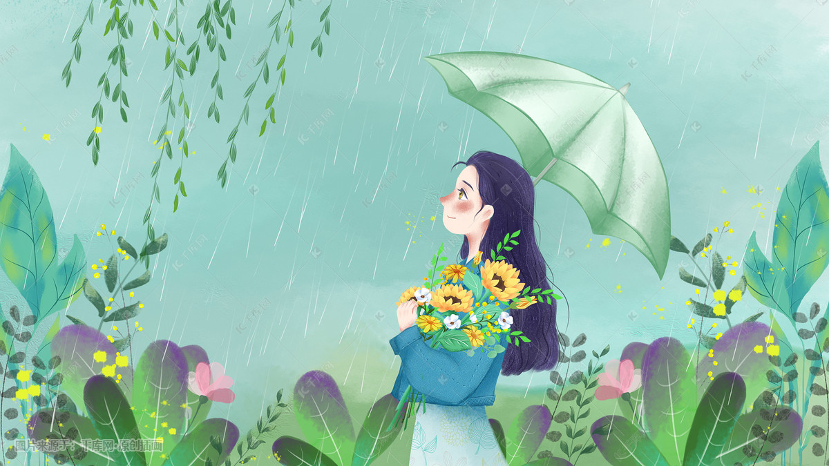 清明节去扫墓的小女孩插画