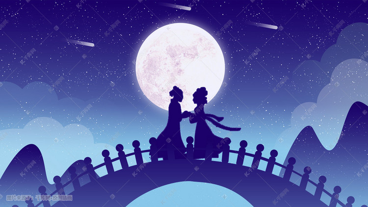 七夕牛郎织女插画