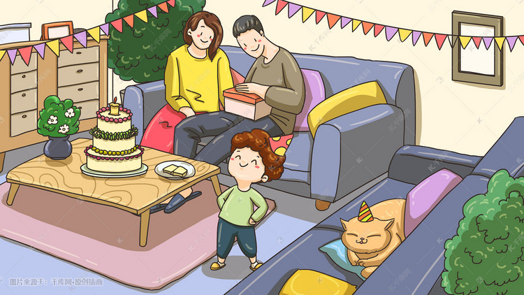 父母陪伴孩子过生日