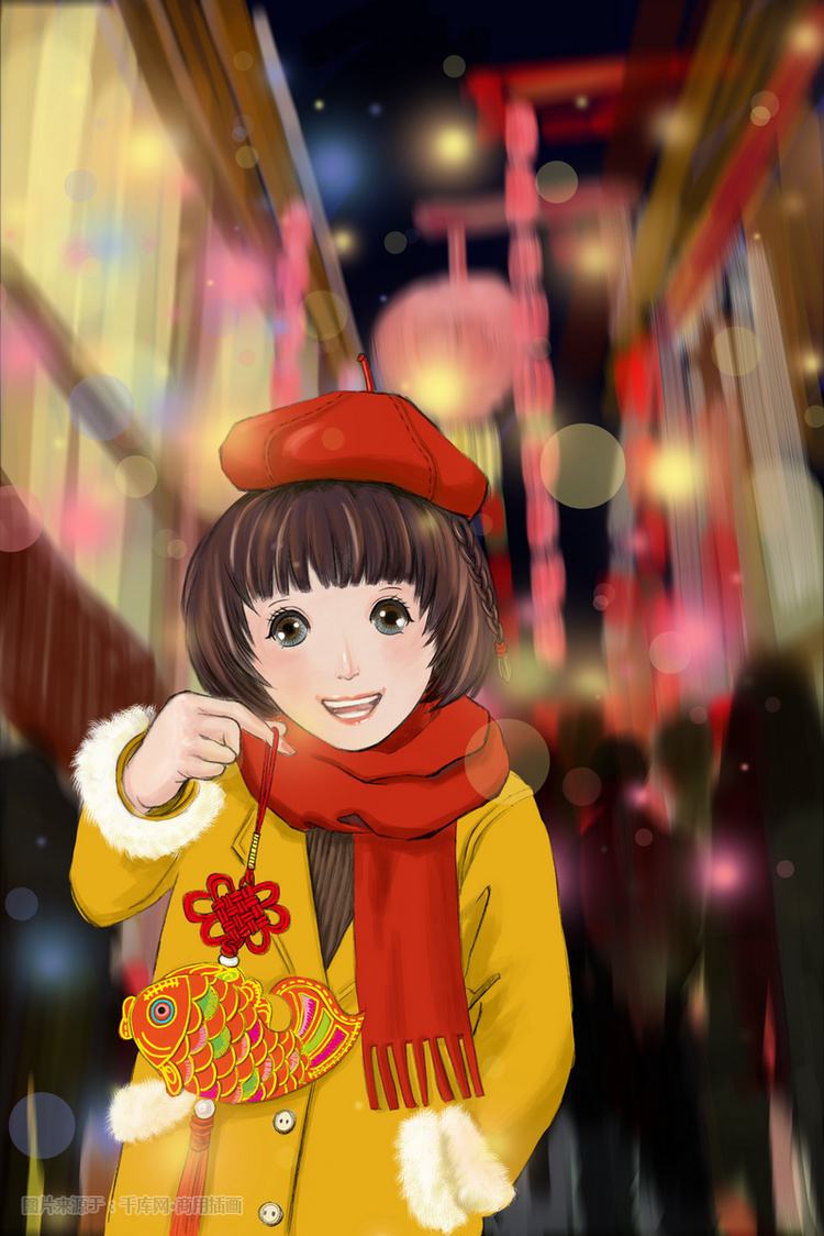 春节元宵节女孩过年
