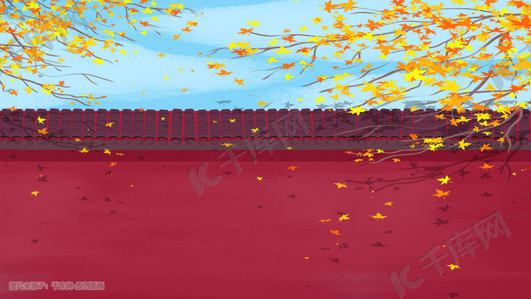 二十四节气秋分之墙边枫叶