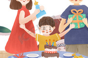 爸爸妈妈给孩子过生日小清新