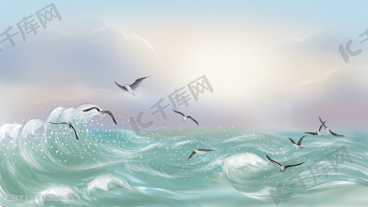 手绘风格海洋插画