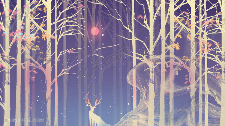 月亮时现星光，林深时见鹿兮