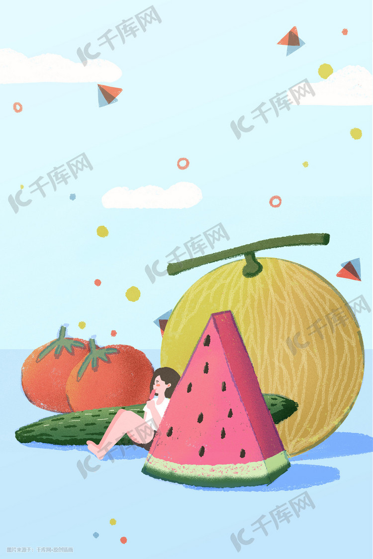 夏季插画水果蔬菜