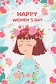 卡通少女女性妇女节女生节女神花卉插画