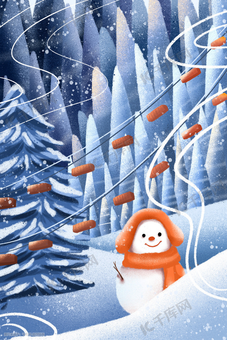 冬季可爱雪人插画