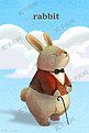 兔子动物可爱插画背景图