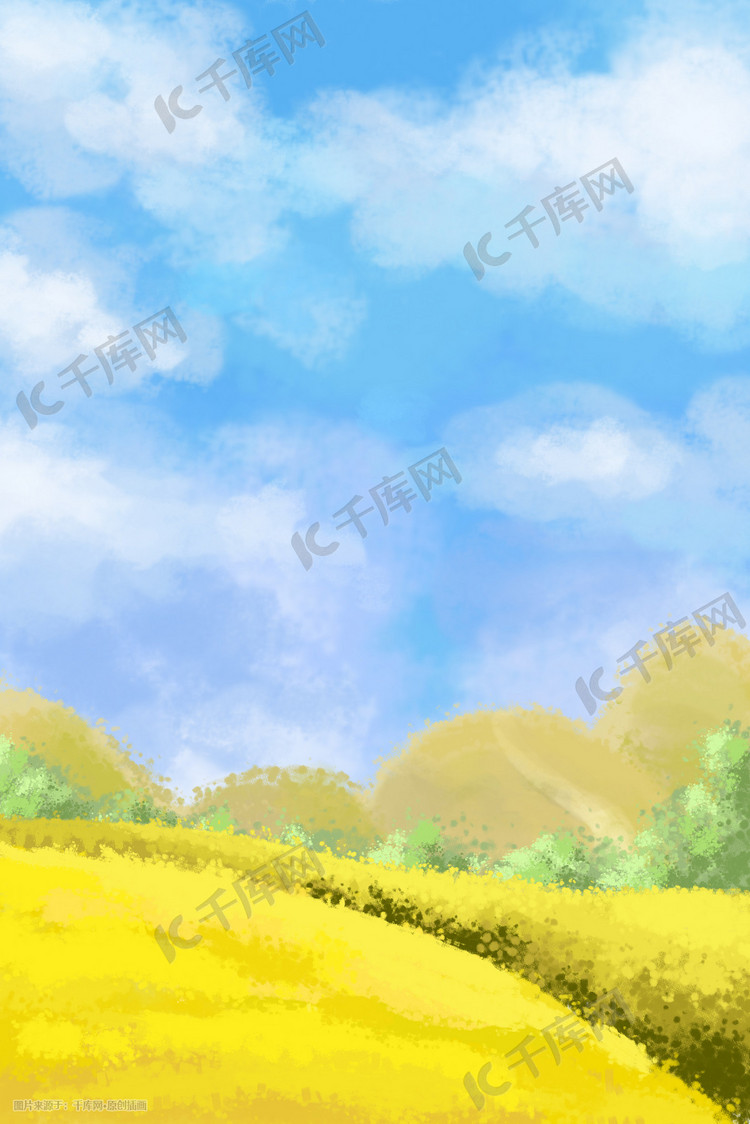 秋天夏天草地天空田野唯美治愈背景