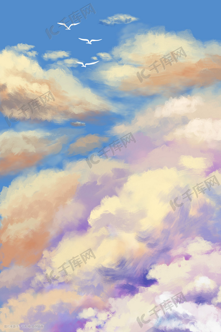 蓝紫色系梦幻唯美天空云朵背景