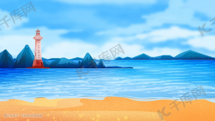 夏天海边唯美风景沙滩蓝天白云海浪风景图