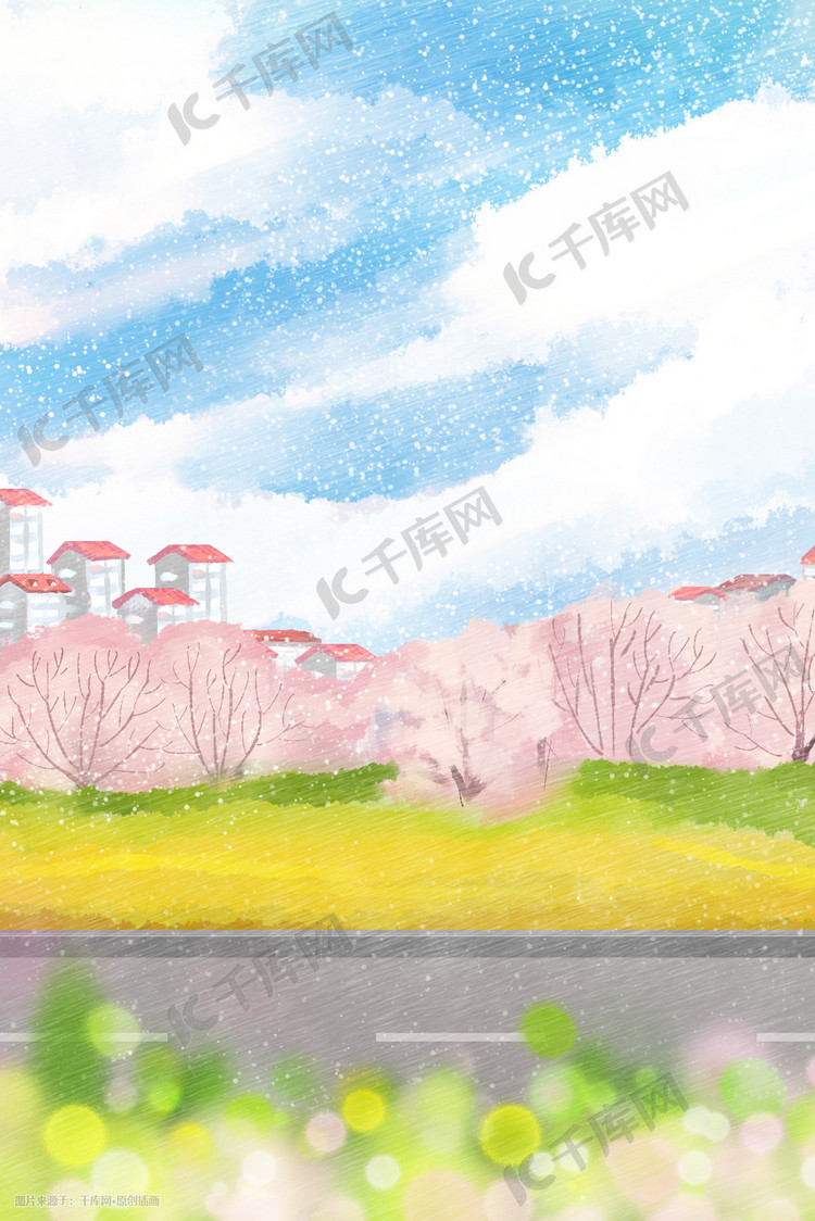 春天郊外乡村田野唯美风景图花朵花