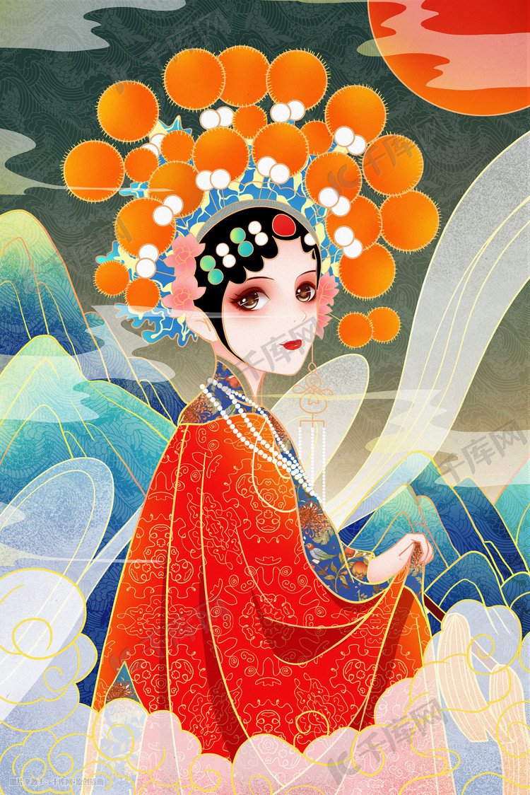 国潮戏曲人物京剧人物插画