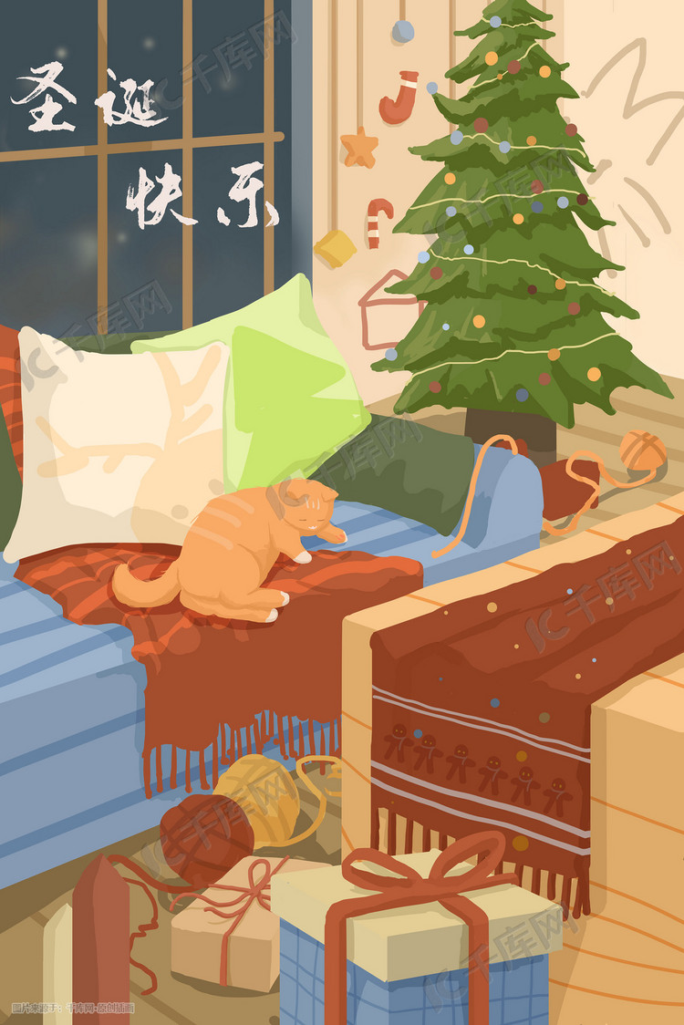 圣诞节室内温暖猫咪