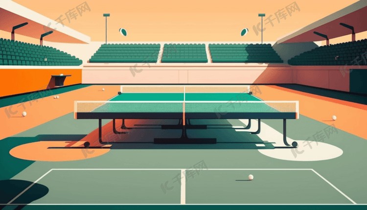 乒乓球体育体育场插画