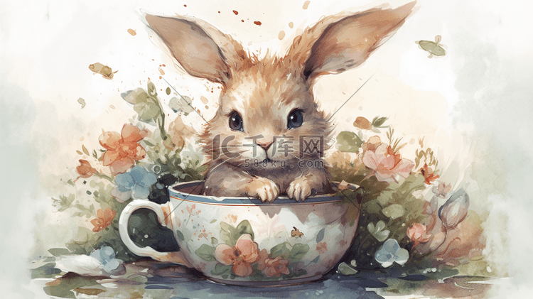 可爱的萌宠茶杯小兔子