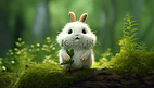 一只卡通可爱的毛绒小白兔