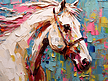 油画插画一匹白马