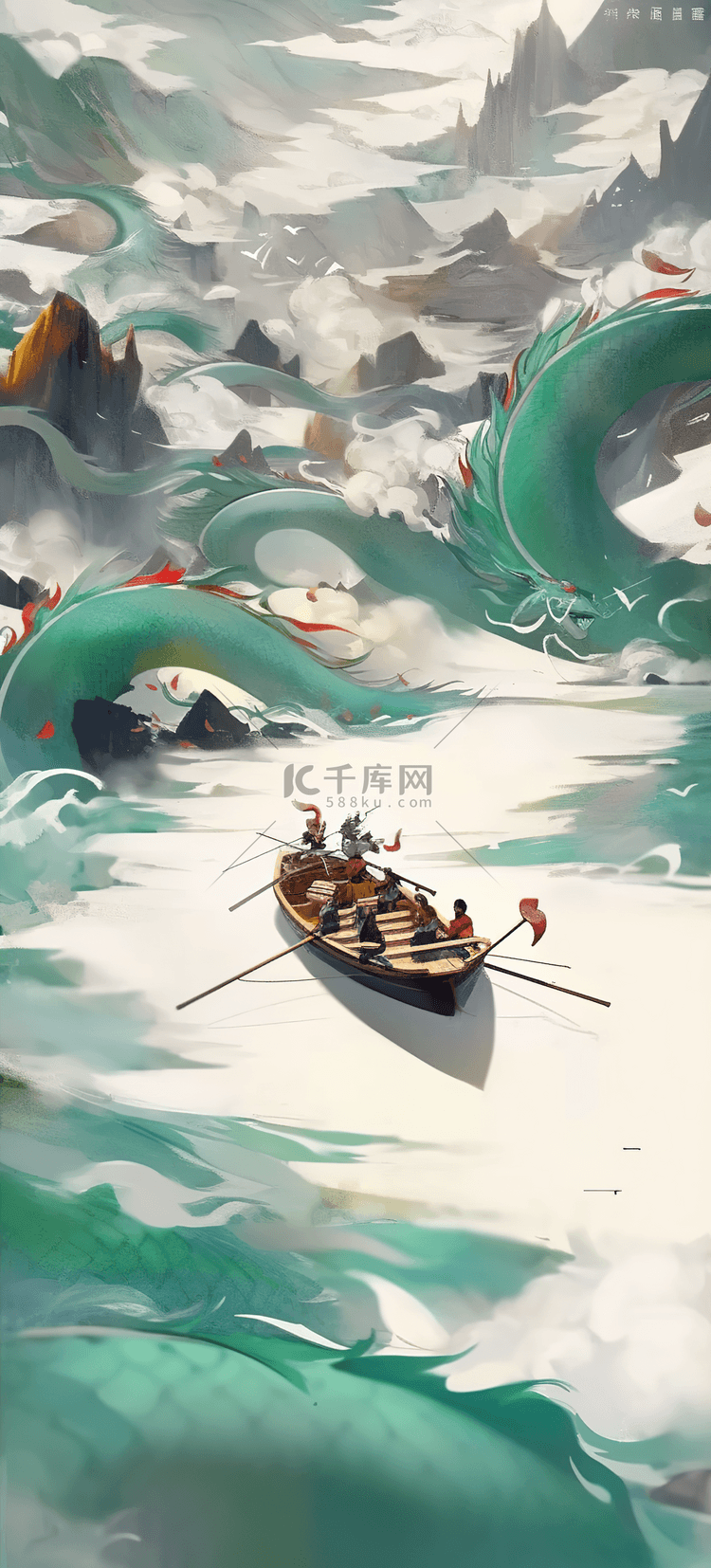 中国风端午节国潮插画海报