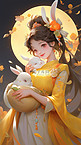 中秋节可爱嫦娥小仙女和兔子插画22