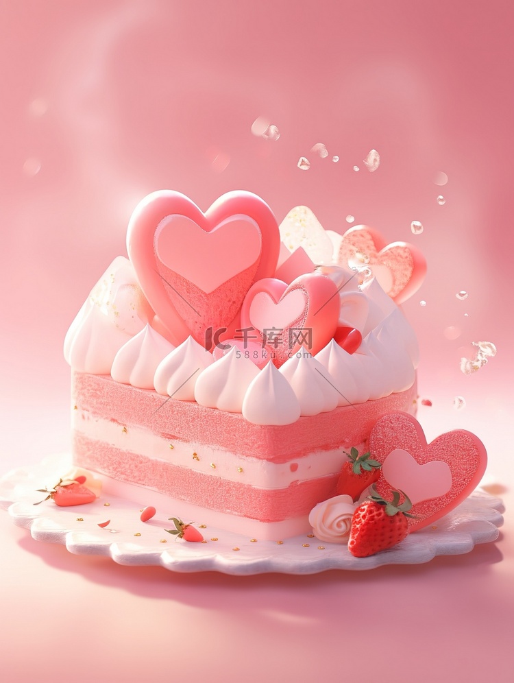可爱的心型蛋糕粉色少女心6