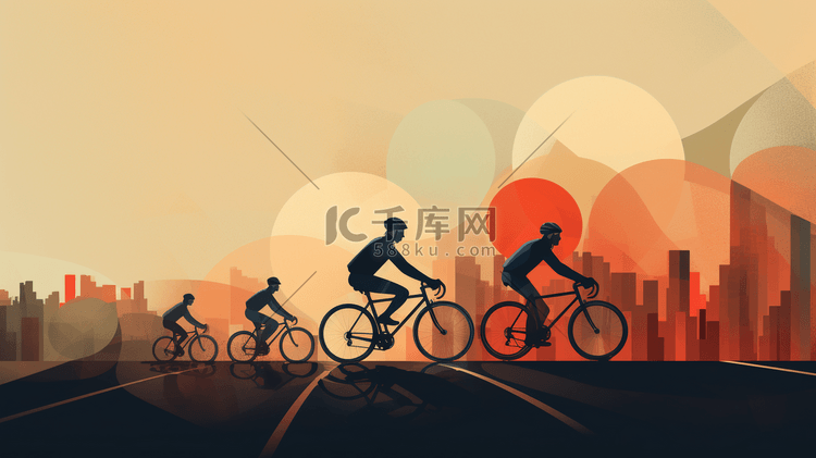 自行车骑行运动员卡通插画13