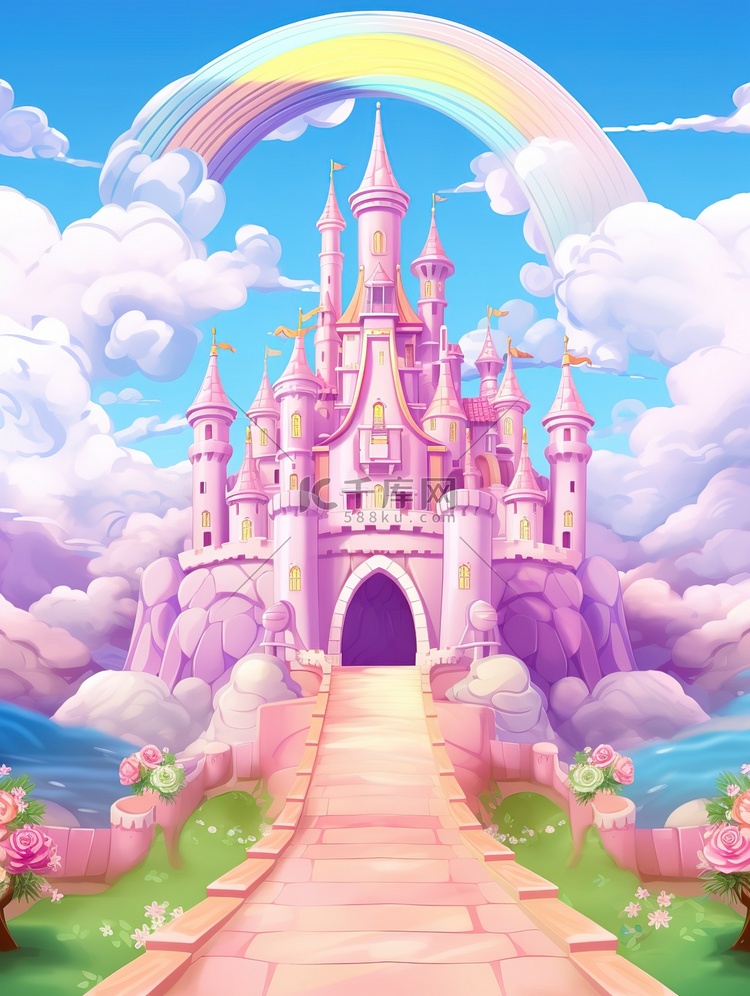 可爱粉色少女城堡5