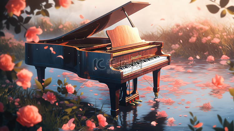 玫瑰花海中的钢琴10